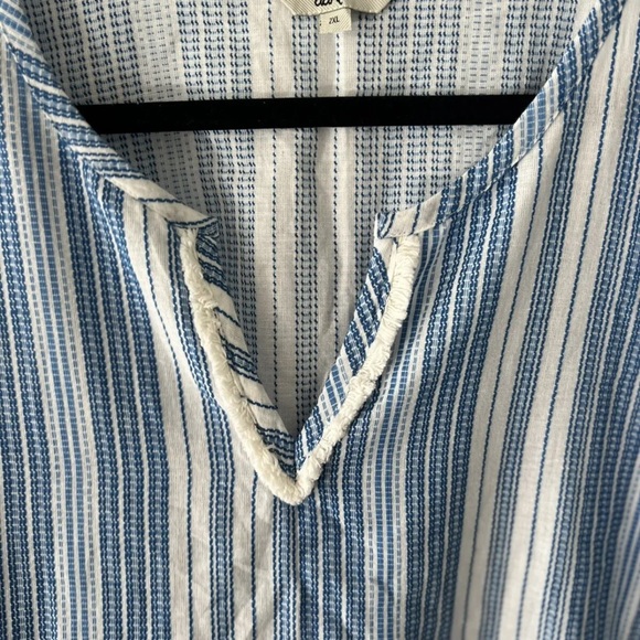 ADRIFT Size 2XL Blue and White V Neck 100% Cotton Boho Kaftan Blouse Top - Picture 8 of 8